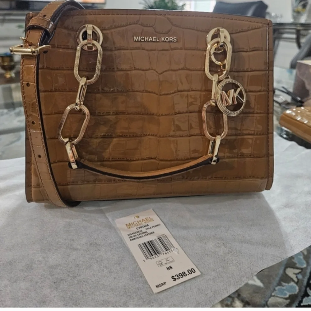 NWT Michael Kors Cynthia Small Croc Embossed Leather Satchel & Wallet Set - Picture 7 of 15